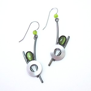 Green Catsite Crono Design Curved Earrings